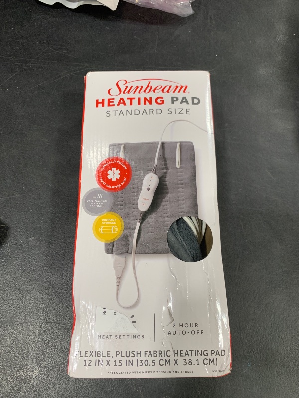 Photo 1 of Sunbeam Premium Sunbeam Heating Pad with Compact Storage, Standard Size, Gray