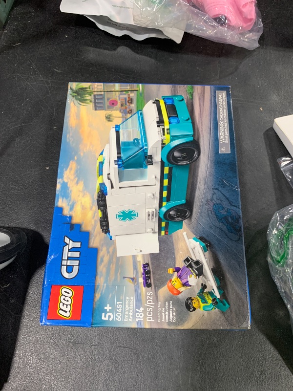 Photo 1 of LEGO City Emergency Ambulance Toy - Building Sensory Toy for Kids, Boys and Girls, Ages 5+ - Educational, Learning Gift Idea for Birthdays and Holidays - Skateboarder and Driver Minifigures - 60451