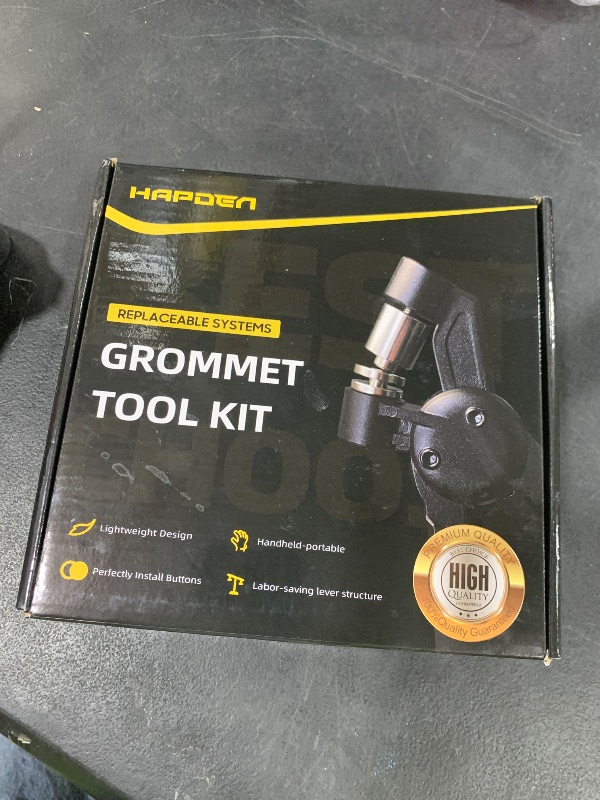 Photo 1 of HAPDEN Grommet Tool Kit, 3/8 inch Handheld Eyelet Kit Manual Grommet Press Machine with 500 pcs 10 mm Grommets