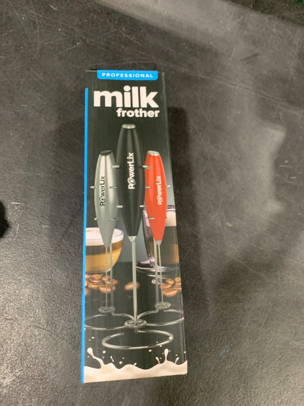 Photo 1 of PowerLix Powerful Handheld Milk Frother With Stand Battery Operated Foam Maker Frother Wand For Coffee (A Black) (A Black)