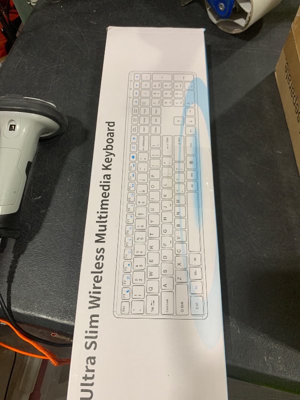 Photo 1 of Wireless Keyboard-2.4G Ultra Slim Quiet Full Size Matte USB PC Computer Keyboard,19 Multimedia Keys,Number Pad,Plug&Play,Lag-Free Ergo,Long Battery life for Desktop,Laptop,Smart TV,MAC,Windows,QWERTY