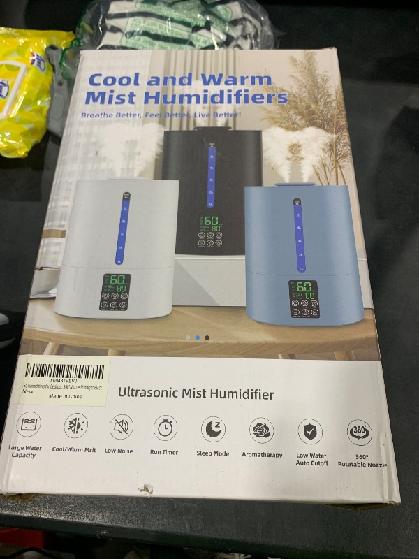 Photo 1 of 6L Humidifiers for Bedroom Large Room Home, Cool and Warm Humidifier for Plants Mist Top Fill Desk Humidifier Essential Oil Diffuser, Quiet Humidifiers with Adjustable Mist,360°Nozzle-Midnight Black