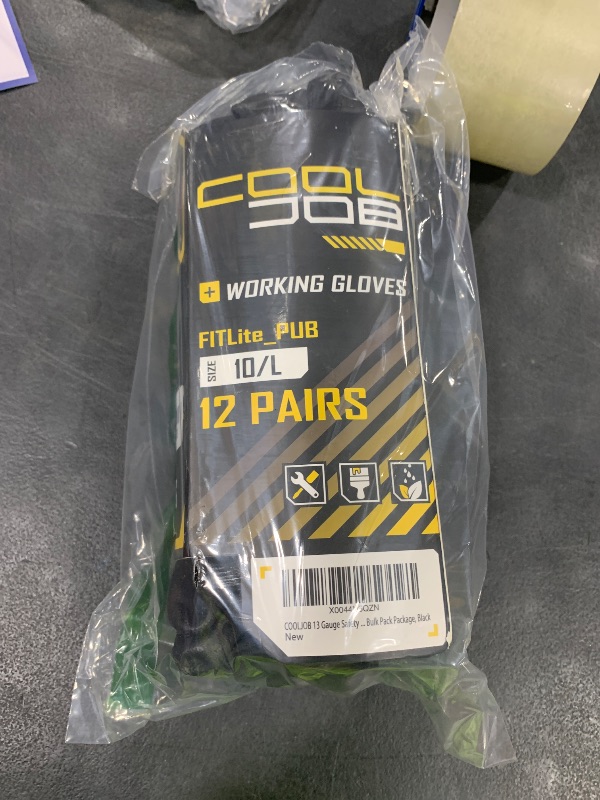 Photo 1 of COOLJOB 12/60 Pairs Safety Work Gloves Pack Bulk with Grip PU Coating, 13 Gauge Seamless Knit Gloves with Polyurethane Dipped for Warehouse Working, Breathable Lightweight for Men Women, Black Large