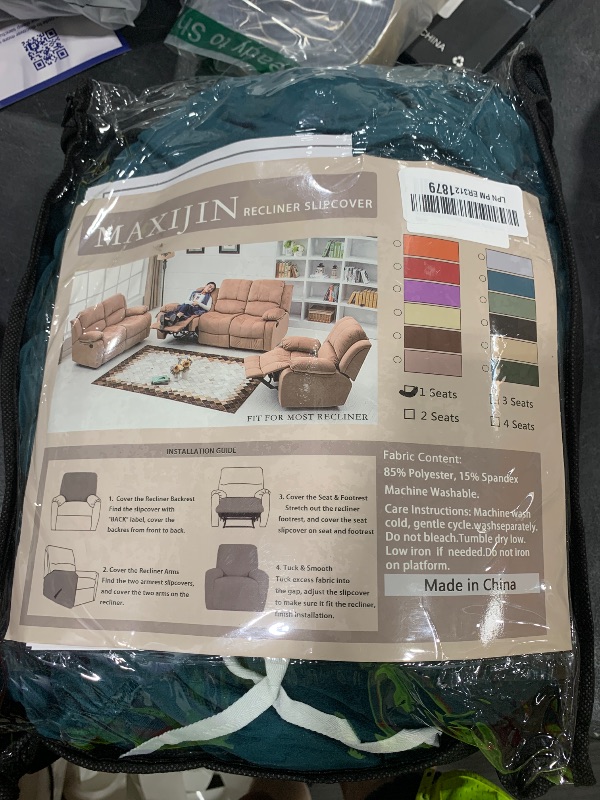 Photo 1 of MAXIJIN Velvet 4 Piece Recliner Cover Stretch Plush Soft Recliner Chair Covers Thick Soft Reclining Chair Slipcovers Furniture Protector with Side Pocket for Kids, Pets (Blackish Green)