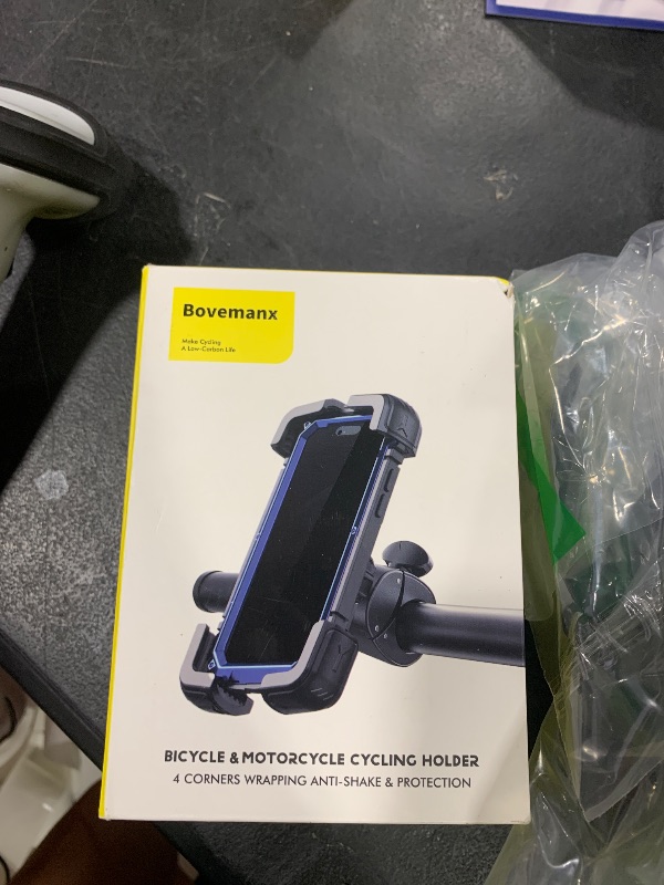 Photo 1 of Bovemanx Motorcycle Phone Mount Holder, [150mph Wind Anti-Shake][7.2inch Big Phone Friendly] Bike Phone Holder, Motorcycle Handlebar Cell Phone Clamp, Compatible with iPhone 16 Pro Max, Black