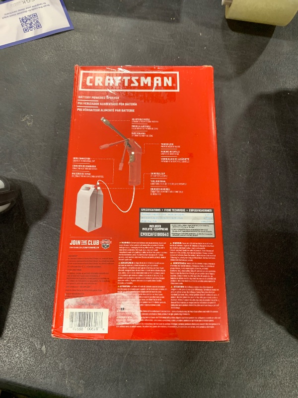 Photo 1 of CRAFTSMAN Battery Powered Sprayer Wand (CMXCAFG190640) Easily Attaches to Most Ready to Use Chemical Bottles for Gardening, Lawn and Disinfecting