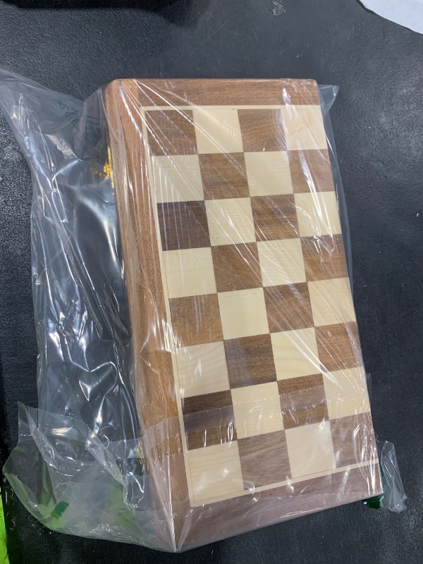 Photo 1 of WoodenChessArt Handmade Magnetic Wooden Folding Chess Board with Storage for Chessmen (12 X 12 Inches)