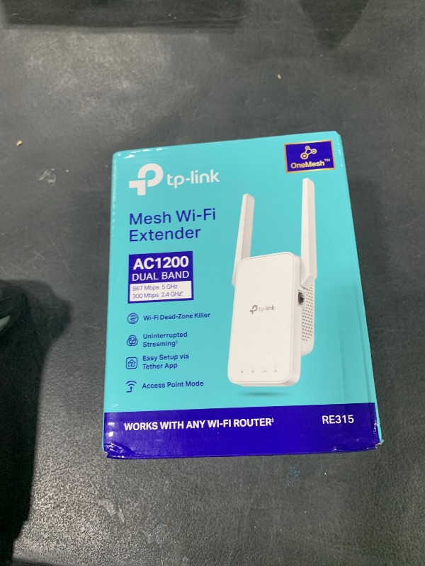 Photo 1 of TP-Link AC1200 WiFi Extender, 2025 Wirecutter Best WiFi Extender, 1.2Gbps Home Signal Booster, Dual Band 5GHz/2.4GHz, Up to 1600 Sq.ft and 32 Devices, EasyMesh Compatible, One Ethernet Port (RE315)