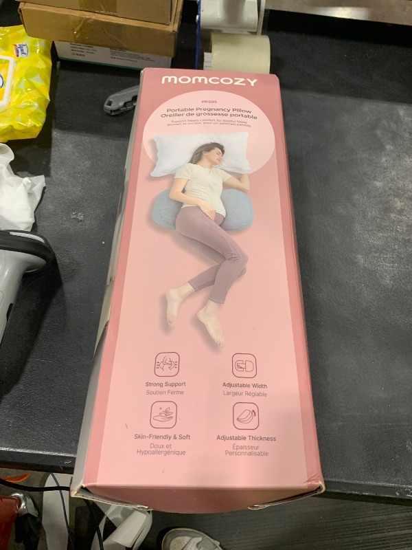 Photo 1 of Momcozy Memory Foam Portable Pregnancy Pillow – W Shaped Maternity Great Support for Side Sleepers, Adjustable Travel Wedge Pillow for Back, Belly, and Hip Relief, Ideal for Pregnant Women, Grey