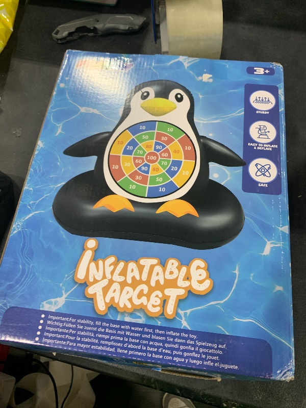 Photo 1 of MOONTOY Pool Toys for Kids, Inflatable Penguin Dart Board Game, Pool Games for Beach & Backyard, Summer Water Toys for Boys Girls Ages 6-12, Teens & Adults (Pump Included)