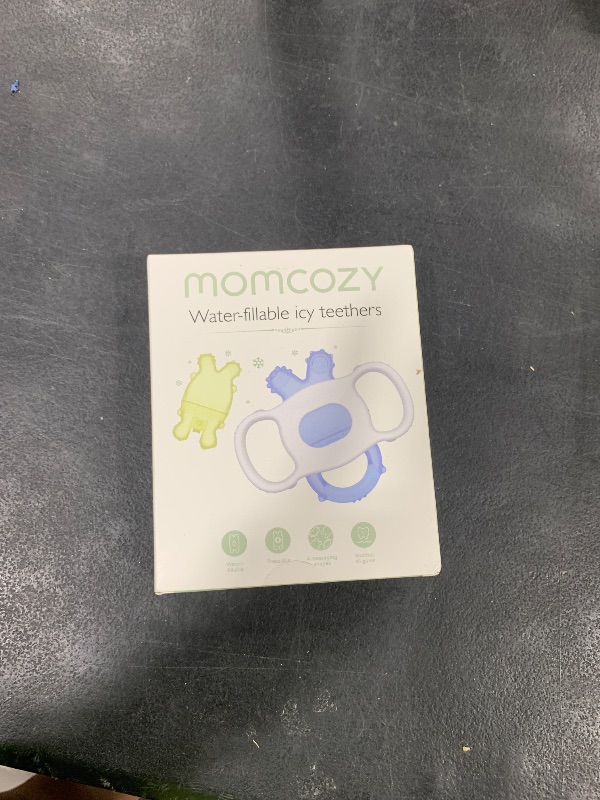 Photo 1 of Momcozy Baby Teether Toys, Water Fillable Silicone Cold Teether, Baby Teething Toys Chill Teether, Baby Toys for Teething Relief 0-12 Months, Blue and Yellow 2 Pcs