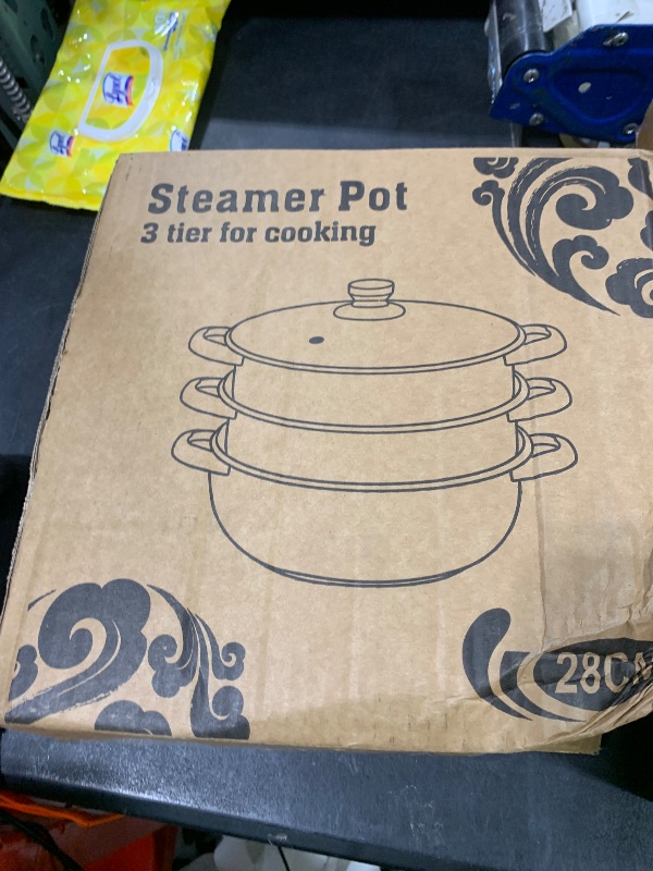 Photo 1 of Steamer for Cooking, 5.0 Quarts Stainless Steel Steamer Pot, 3-Tier Food Steam Pots with Lid for Cooking Vegetables, Seafood, Soups, Stews and Pasta, 11 x 8.9 inch