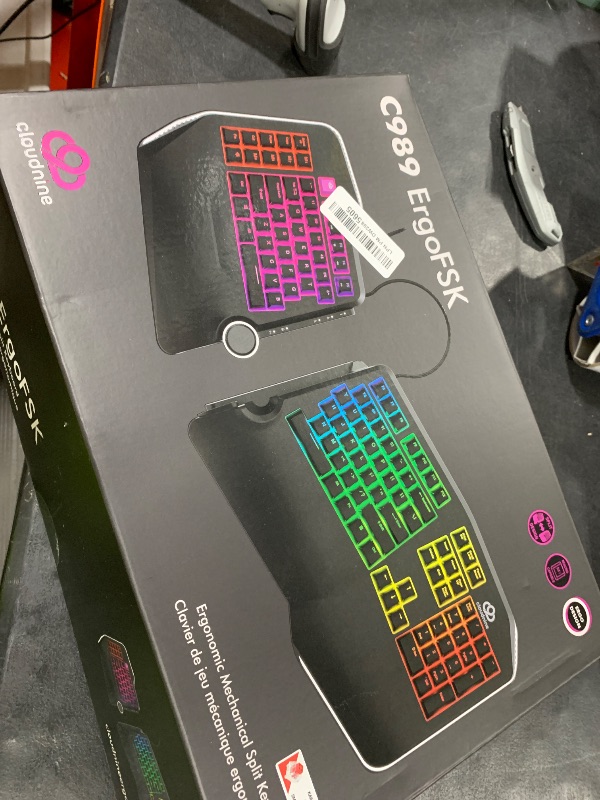 Photo 1 of Cloud Nine C989 Ergonomic Mechanical Keyboard for PC - Kailh Linear Red Switches - RGB Light Up LED Backlit with USB - Ergo Split Key Board with Macro