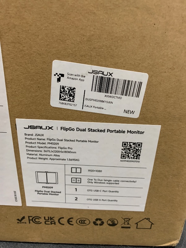 Photo 1 of JSAUX FlipGo Pro 15.6" Dual Portable Monitors, 1080P FHD IPS Dual Screen Monitor, Triple Screen Laptop Monitor Extender for Wins/macOS (Driver Required) with Magnetic Design/Plug & Play/Built-in Hub