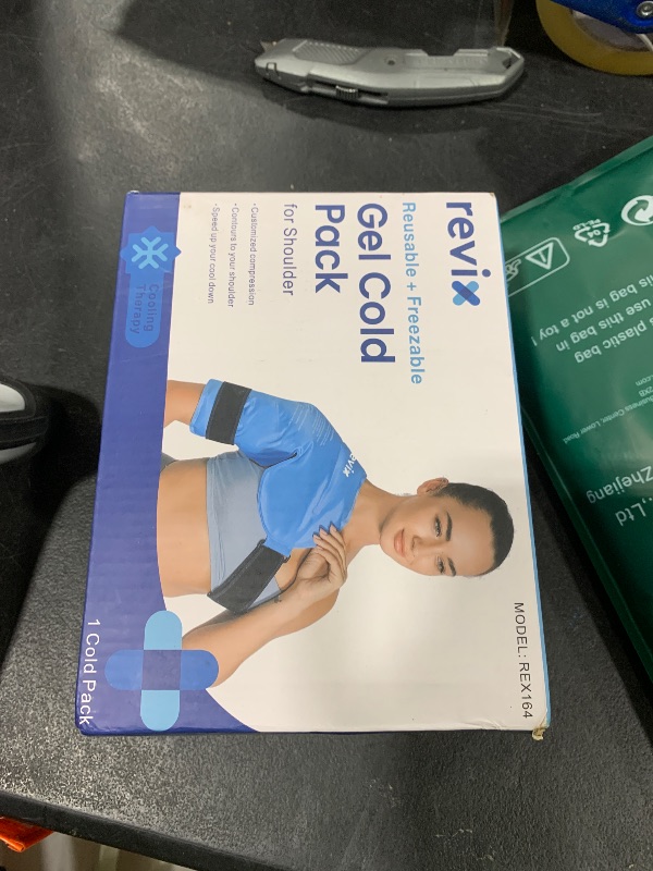 Photo 1 of REVIX Shoulder Ice Pack for Rotator Cuff Cold Therapy, Arm Gel Ice Pack for Injuries Reusable, Flexible Cold Compression Wrap for Post-Workout Recovery, Fatigue and Shoulder Discomfort, Blue