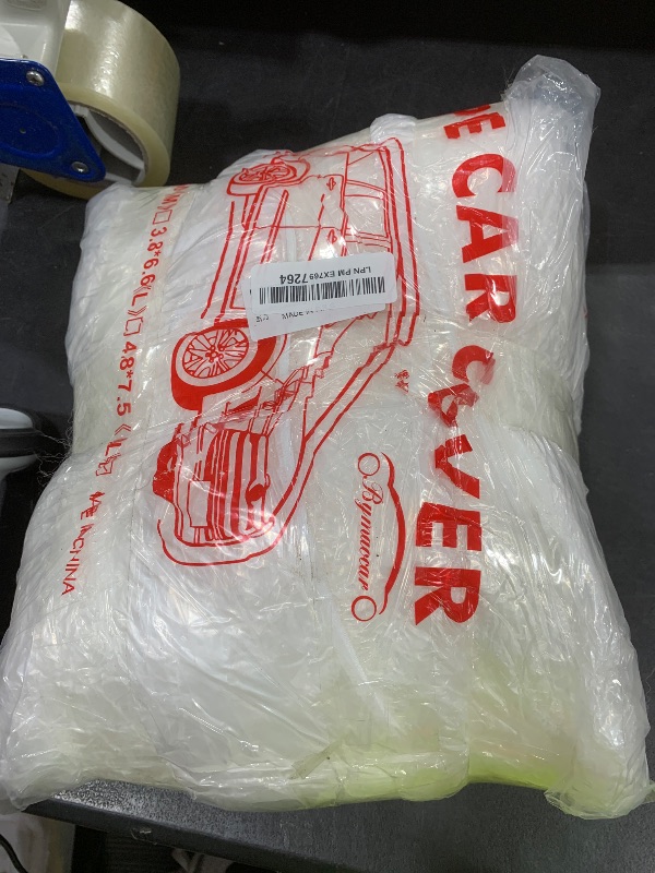 Photo 1 of Wogomz 2PCS Disposable Car Cover, 15.7×24.7 ft Clear Plastic Car Cover with Elastic Band, Waterproof Car Snow Cover All Weather, Outdoor Full Exterior Covers for Automobiles SUV