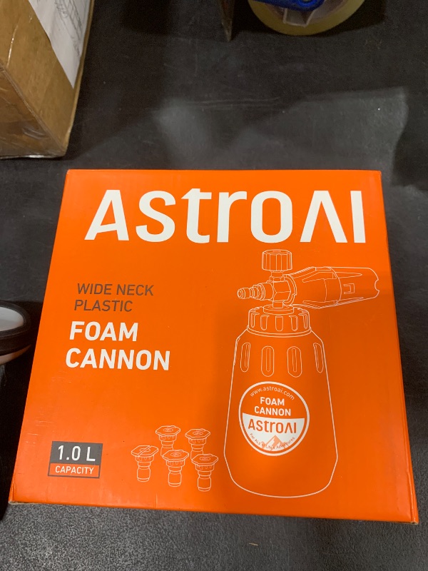 Photo 1 of AstroAI Foam Cannon, Heavy Duty Car Foam Blaster Wide Neck Adjustable Snow Foam Lance and Thick Foam for Pressure Washer with 1/4" Quick Connector,1L Bottle & 5 Nozzles