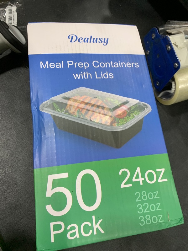 Photo 1 of Dealusy 50 Pack (100-Piece) 24 oz Meal Prep Containers Reusable with Lids, Sturdy Leakproof & Food Safe, Microwave, Freezer, Dishwasher Safe Prep Containers, To Go Take Out Plastic Food Storage