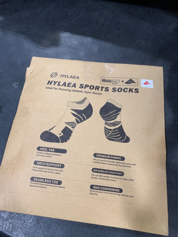 Photo 1 of Hylaea Mens Moisture Wicking Socks for Running Athletic Sport Workout, No Show, No Blister, Cushion Padded, Black, Grey, Medium, 3 Pairs