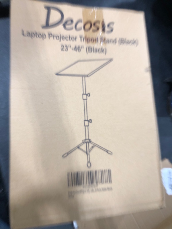 Photo 1 of DECOSIS Projector Stand Tripod from 23" to 46", Laptop Tripod Stand Height Adjustable with Gooseneck Phone Holder, Laptop Floor Stand for Office, Home, Stage, Studio, DJ Racks Holder Mount