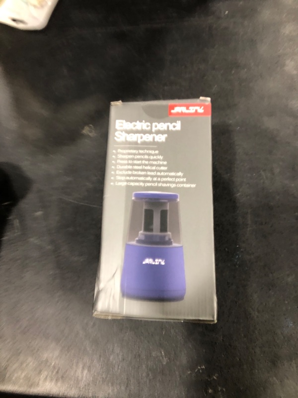 Photo 1 of JARLINK Electric Pencil Sharpener, Heavy-Duty Helical Blade to Fast Sharpen, Auto Stop for No.2/Colored Pencils(6-8mm), AC Adapter/Battery Operated in School Classroom/Office/Home (Blue)
