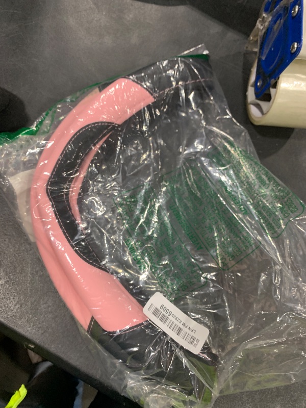 Photo 1 of Leather Car Steering Wheel Cover, Non-Slip Car Wheel Cover Protector Breathable Microfiber Leather Universal Fit for Most Cars(Pink)