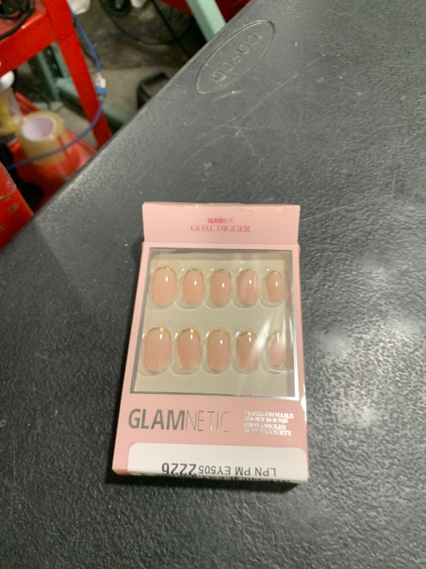 Photo 1 of Glamnetic Press On Nails - Goal Digger | Glossy, Semi-Transparent, Short Round Nails, Reusable | 12 Sizes - 30 Nail Kit with Glue