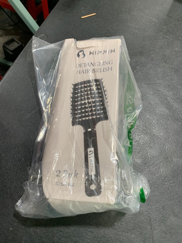 Photo 1 of Boar Bristle Hair Brush Set of 2, HIPPIH Wet & Dry Hair Brushes Made by Fine Natural Boar Hair Can Adds Shine and Smoothing, Detangling Hairbrush for Women, Men & Kids' Long Curly Thick Hair