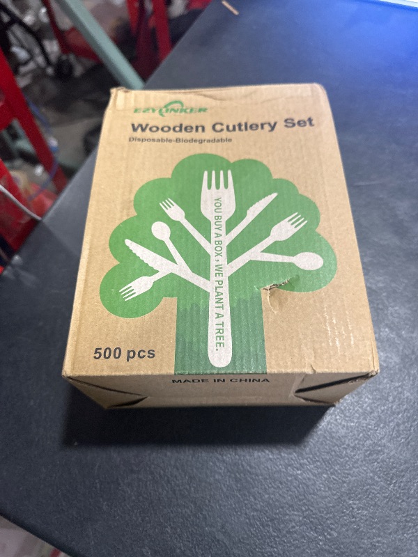 Photo 1 of 500 Wooden Spoons, Disposable Wooden Cutlery Set - Alternative to Plastic, Eco Friendly, Biodegradable, Compostable Cutlery Set - 500 Wooden Spoons Disposable Utensils Set