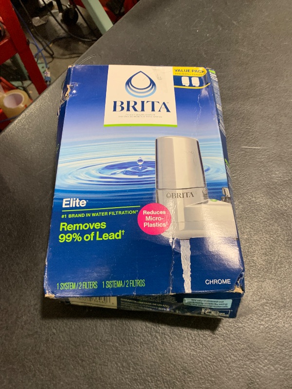 Photo 1 of Brita Faucet Mount Water Filter System, Chrome, No-Wait Filtration, Easy Install, Multi-Use Tap Water Filter for Kitchens, Bathrooms & Small Spaces