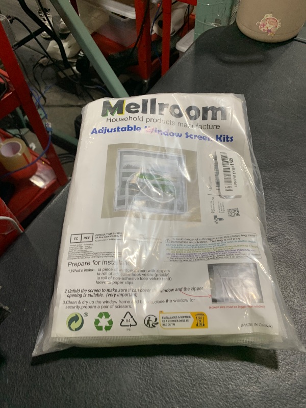 Photo 1 of Mellroom Adjustable Window Screen Replacement kit with Zipper Opening, Fiberglass White 63"X63" (160X160cm) can be Cut fits Smaller,Keep Bug Mosquito Out