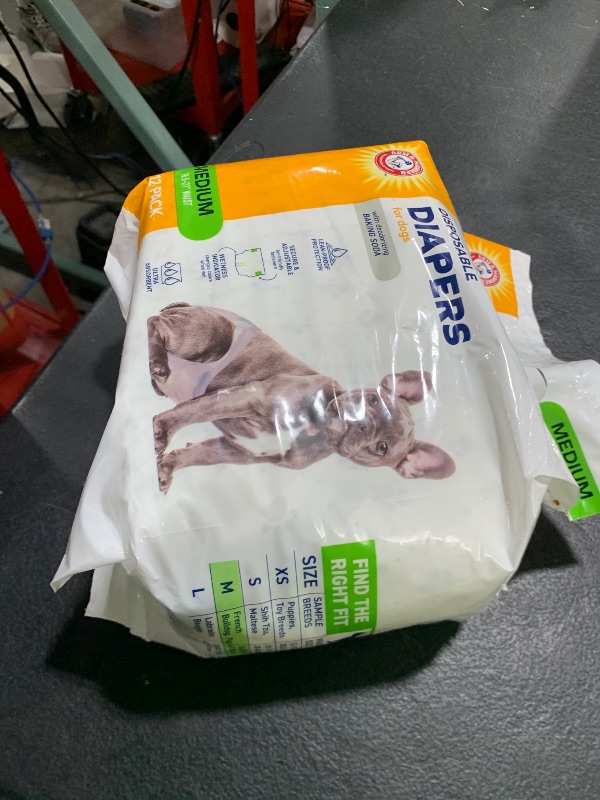 Photo 1 of Arm & Hammer for Pets Disposable Female Dog Diapers - Adjustable, Leak Proof, Ultra Absorbent with Wetness Indicator for Urination, Dogs in Heat, Potty Training, and Incontinence, Medium, 12 Count