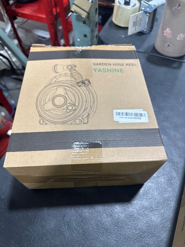 Photo 1 of YASHINE Retractable Garden Hose Reel, Portable Hose Reel, 45+5FT with 10 Patterns Spray Nozzle, Adapts to standard US hose plugs, 50FT Hose Reel for Garden Watering Car Washing Pet -Green