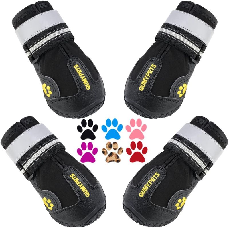 Photo 1 of QUMY Dog Shoes for Large Dogs, Medium Dog Boots & Paw Protectors for Winter Snowy Day, Summer Hot Pavement, Water-Resistant in Rainy Weather, Outdoor Walking, Indoor Hardfloors Skid-Resistant Sole