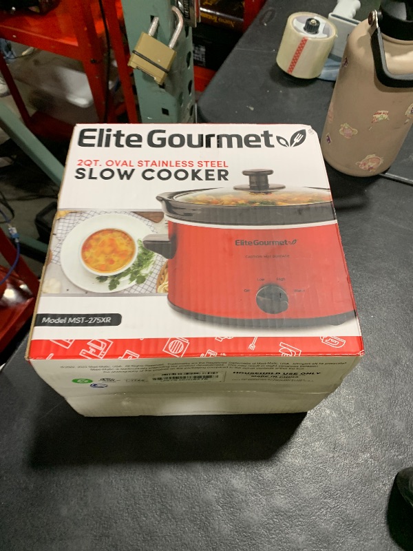Photo 1 of Elite Gourmet MST-275XR Electric Oval Slow Cooker, Adjustable Temp, Entrees, Sauces, Stews & Dips, Dishwasher Safe Glass Lid & Crock (2 Quart, Metallic Red)