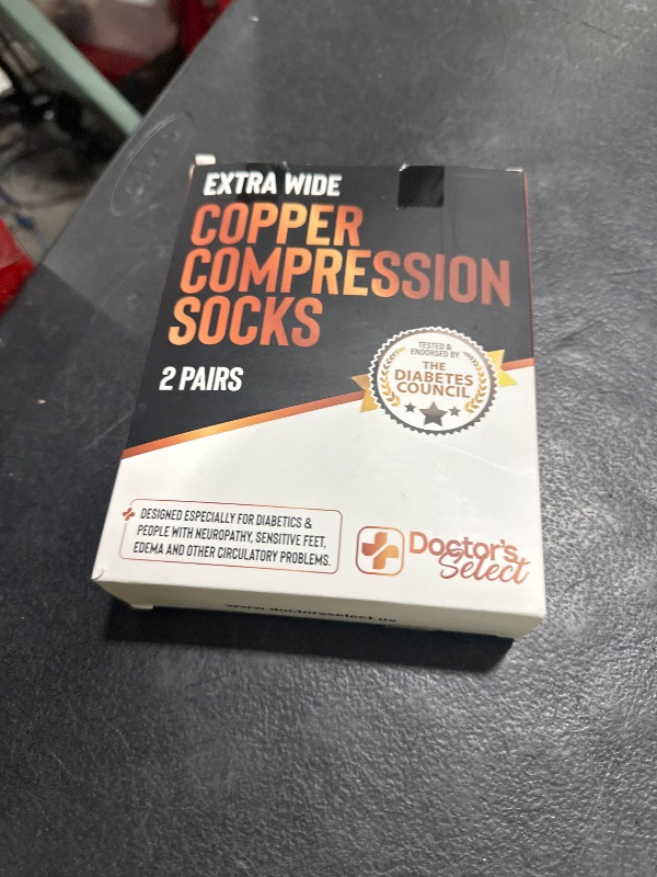 Photo 1 of Doctor's Select Copper Plus Size Compression Socks Wide Calf - 2 Pairs | 20-30mmHg Extra Wide Calf Compression Socks Women Copper for Swelling, Varicose Veins | Black
