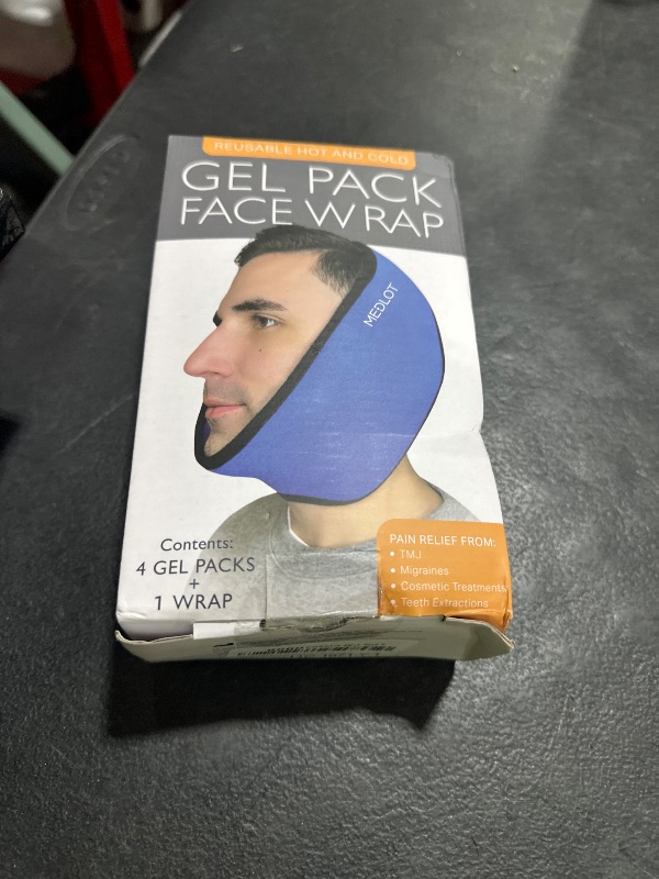 Photo 1 of LotFancy Face Ice Pack Wrap for TMJ, Wisdom Teeth, with 4 Reusable Hot Cold Therapy Gel Packs, Pain Relief for Head, Oral and Facial Surgery, Dental Implants, Blue