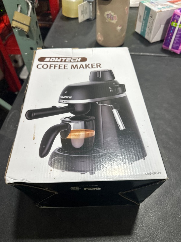 Photo 1 of SOWTECH Espresso Coffee Machine Cappuccino Latte Maker 3.5 Bar 1-4 Cup with Steam Milk Frother, Black