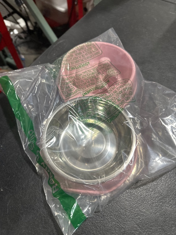 Photo 1 of Tineer Double Pet Dog Slow Feeder Bowl,Stainless Steel Anti-Choke Puppy Food and Water Feeder for Dog Cats (Pink)