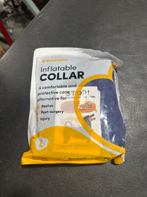 Photo 1 of BENCMATE Inflatable Dog Cone Collar Alternative, Soft Dog Cone for Small Medium Large Dogs and Cats, Neck Recovery ECollar Donut Collar After Surgery (Large, Navy Blue)