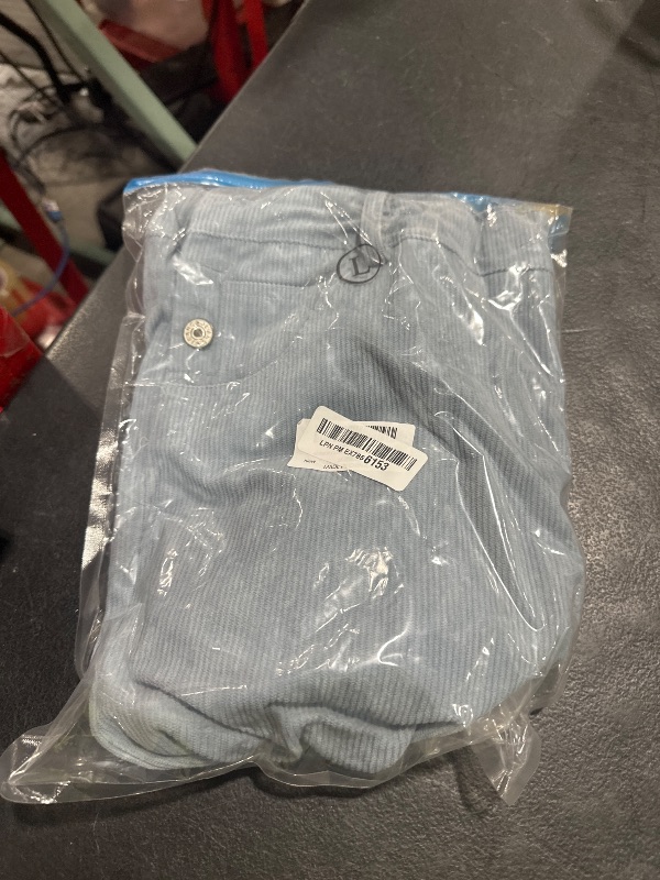 Photo 1 of HOTIAN Corduroy Overalls for Women Shorts Jumpsuit 2025 Casual Loose Fit Adjustable Rompers Bib Shortalls Outfits Light Blue