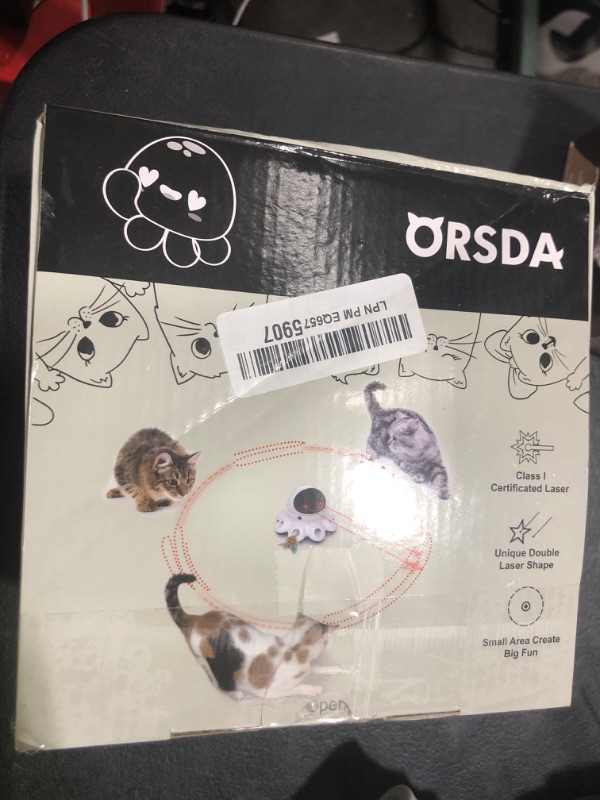 Photo 1 of ORSDA Cat Laser Toy, 2-in-1 Interactive Automatic Motion Activated Moving 8 Holes Whack A Mole Feather, USB Rechargeable Electronic Smart Sensor Kitten Toys for Indoor Exercise