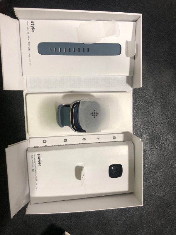 Photo 1 of Fitbit Versa 4 Fitness Smartwatch with Daily Readiness, GPS, 24/7 Heart Rate, 40+ Exercise Modes, Sleep Tracking and more, Waterfall Blue/Platinum, One Size (S & L Bands Included)