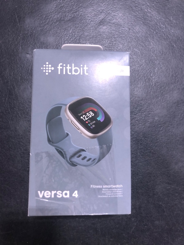 Photo 1 of Fitbit Versa 4 Fitness Smartwatch with Daily Readiness, GPS, 24/7 Heart Rate, 40+ Exercise Modes, Sleep Tracking and more, Waterfall Blue/Platinum, One Size (S & L Bands Included)