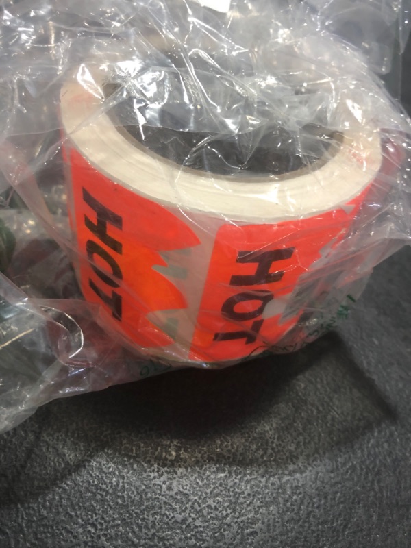 Photo 1 of Hudson Exchange 3 x 2 Inch (Roll of 500) “HOT” Flame-Shape Pressure Sensitive Label Stickers with Permanent Adhesive, Fluorescent Red