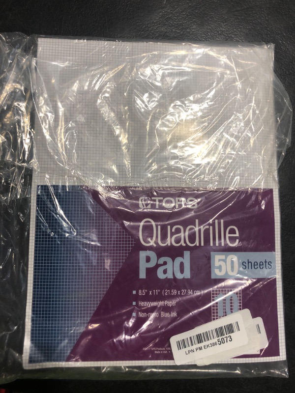 Photo 1 of TOPS 33101 Quadrille Pads, 10 Squares/Inch, 8 1/2 x 11, White, 50 Sheets
