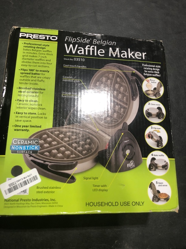 Photo 1 of Presto Ceramic Flipside Belgian Waffle Maker, 7 inches (Pack of 1), BlackGray