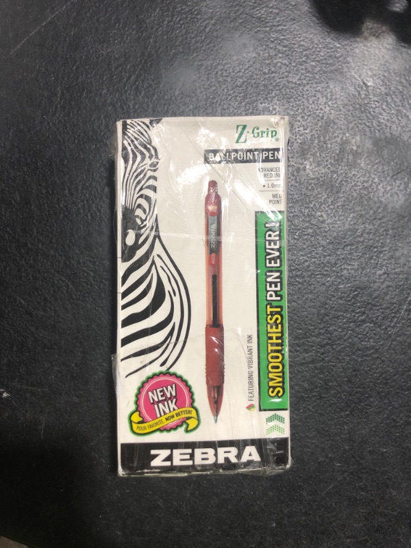 Photo 1 of Zebra Pen Z-Grip Retractable Ballpoint Pen, Medium Point, 1.0mm, Red Ink, 12-Count