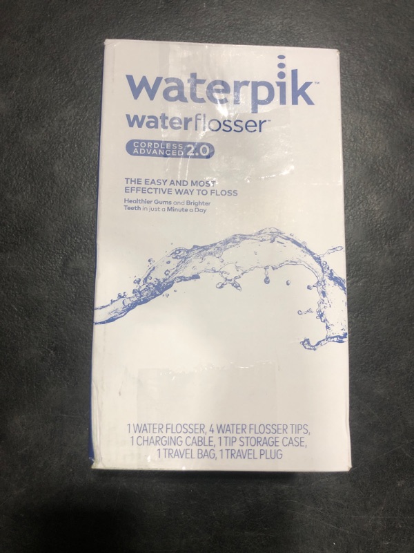 Photo 1 of Waterpik Cordless Advanced 2.0 Water Flosser For Teeth, Gums, Braces, Dental Care With Travel Bag and 4 Tips, ADA Accepted, Rechargeable, Portable, and Waterproof, Blue WP-583, Packaging May Vary