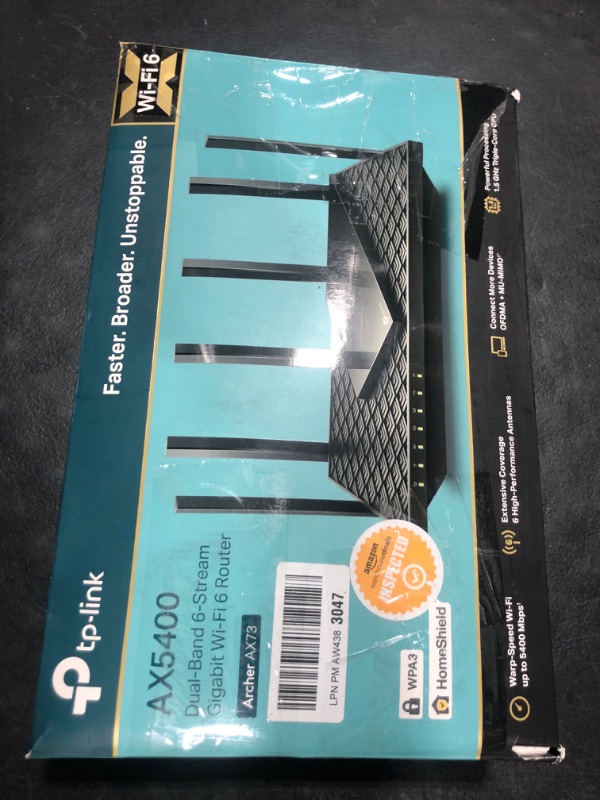 Photo 1 of TP-Link AX5400 WiFi 6 Router (Archer AX73)- Dual Band Gigabit Wireless Internet Router, High-Speed ax Router for Streaming, Long Range Coverage